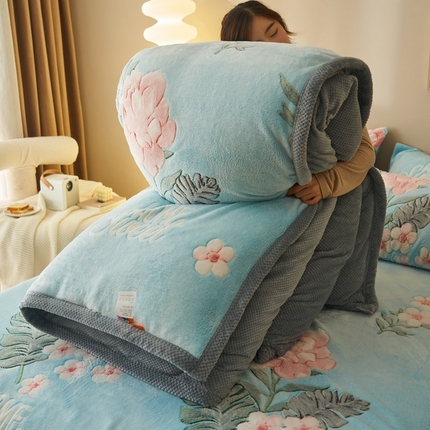 21度C 2023新款雪花绒被套 香槟花语