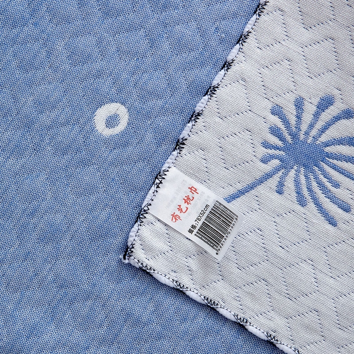 91家纺网 家纺一手货源 找家纺 朴尔-2023新款AB版蜂窝提花锁边立体枕巾 50*76 蒲公英飞-蓝