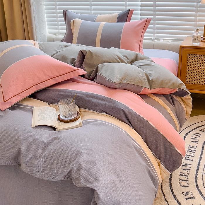 91家纺网 家纺一手货源 找家纺 芃成家纺 2023新款磨毛四件套 梦幻空间-粉