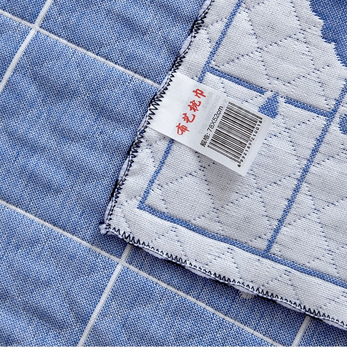 91家纺网 家纺一手货源 找家纺 朴尔-2023新款AB版蜂窝提花锁边立体枕巾 50*76 可爱云-蓝