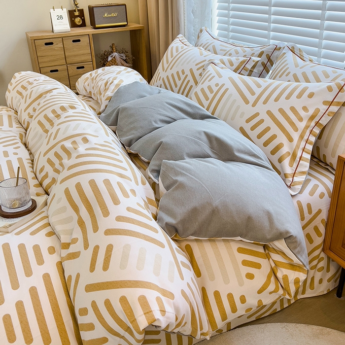 91家纺网 家纺一手货源 找家纺 芃成家纺 2023新款磨毛四件套 格调