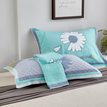 91家纺网 家纺一手货源 找家纺 朴尔-2023新款彩色糖果系列纯棉三层纱布枕巾-朴尔 清新甘菊绿