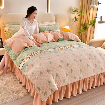 91家纺网 家纺一手货源 找家纺 （总2）羽梦家纺2024新款8.5斤牛奶法莱绒金貂法兰绒四件套