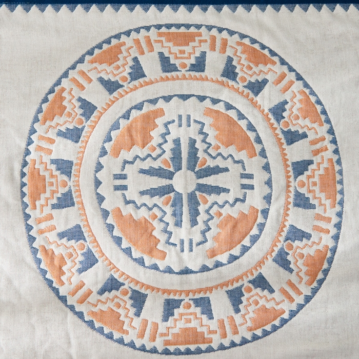 91家纺网 家纺一手货源 找家纺 朴尔-2023新款波西米亚风全棉四层纱布枕巾 52*78 塞尔维亚藏青