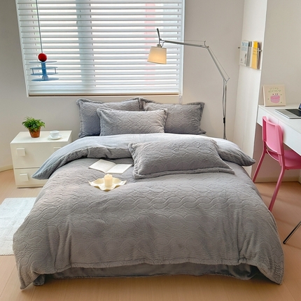 N先生 2024秋冬新款320克9斤重兔毛四件套-娜美系列 娜美-灰