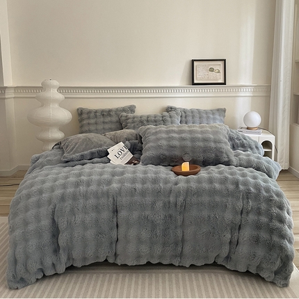 91家纺网 家纺一手货源 找家纺 （总）民新家纺 2024新款兔毛绒仿皮草四件套