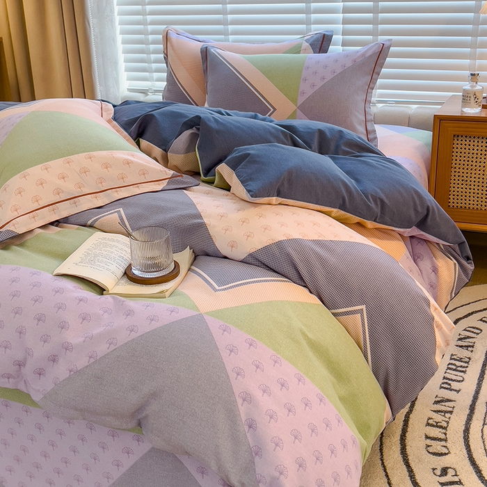 91家纺网 家纺一手货源 找家纺 芃成家纺 2023新款磨毛四件套 多维空间