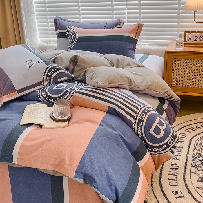 91家纺网 家纺一手货源 找家纺 芃成家纺 2023新款磨毛四件套 创意空间-蓝