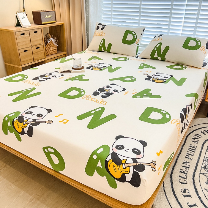 91家纺网 家纺一手货源 找家纺 芃成家纺 2023新款磨毛单床笠 艺术熊猫