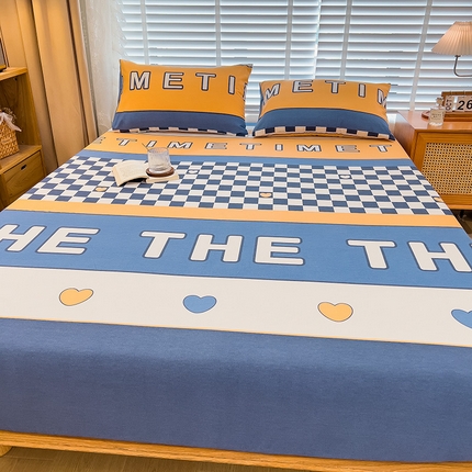 芃成家纺 2023新款磨毛单床笠 字母格