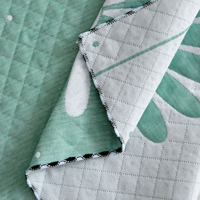 91家纺网 家纺一手货源 找家纺 朴尔-2023新款AB版蜂窝提花锁边立体枕巾 50*76 太阳花-绿