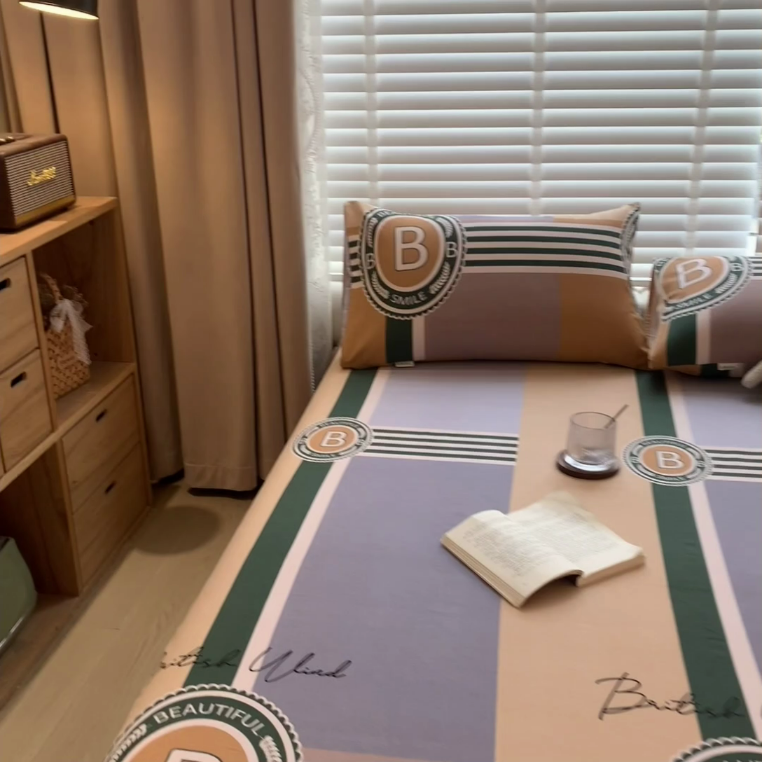 91家纺网 家纺一手货源 找家纺 芃成家纺 2023磨毛单床单 创意空间-棕