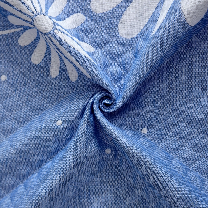 91家纺网 家纺一手货源 找家纺 朴尔-2023新款AB版蜂窝提花锁边立体枕巾 50*76 太阳花-蓝