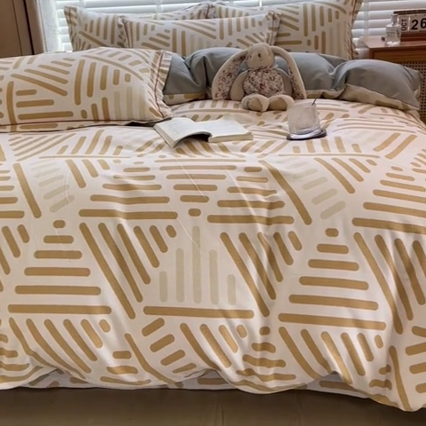 91家纺网 家纺一手货源 找家纺 芃成家纺 2023新款磨毛四件套 格调