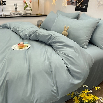 赫然家纺 新款纯色磨毛系列-单被套淡蓝