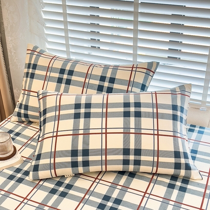 芃成家纺 2023新款磨毛系列磨毛枕套 经典格-蓝