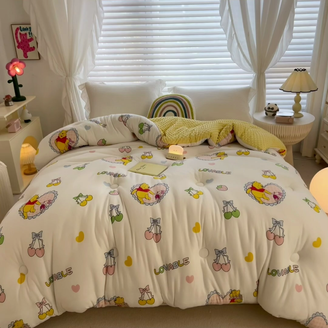 91家纺网 家纺一手货源 找家纺 米菲2023新款A类针织棉豆豆被冬被春秋被被芯被子 0维尼熊