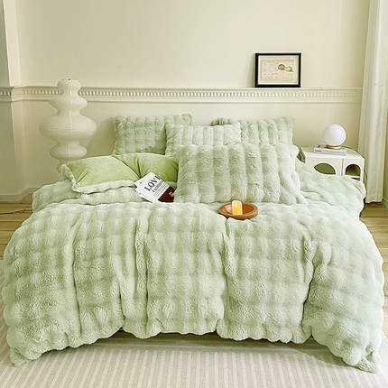 91家纺网 家纺一手货源 找家纺 （总）民新家纺 2024新款兔毛绒仿皮草四件套