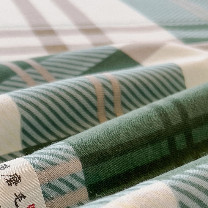 91家纺网 家纺一手货源 找家纺 芃成家纺 2023新款磨毛系列磨毛枕套 简约格-绿