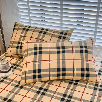 芃成家纺 2023新款磨毛系列磨毛枕套 经典格-棕