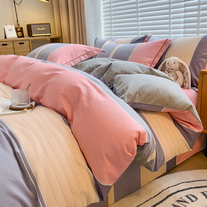 91家纺网 家纺一手货源 找家纺 芃成家纺 2023新品磨毛被套 梦幻空间-粉