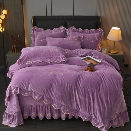 91家纺网 家纺一手货源 找家纺 （总）2023新款玲珑花语床盖四件套--花好月圆系列