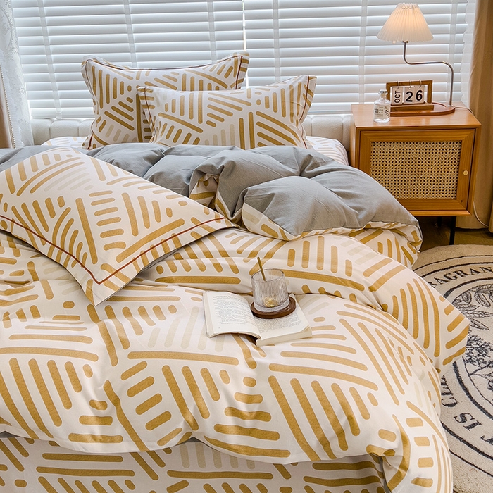 91家纺网 家纺一手货源 找家纺 芃成家纺 2023新款磨毛四件套 格调