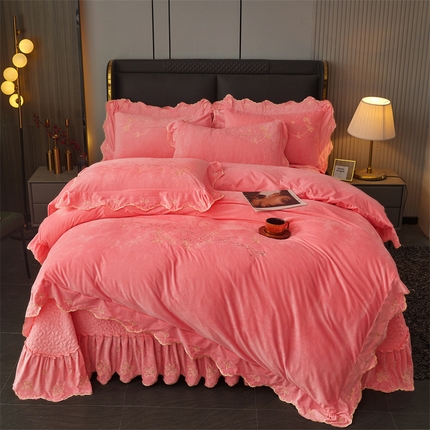 91家纺网 家纺一手货源 找家纺 （总）2023新款玲珑花语床盖四件套--花好月圆系列