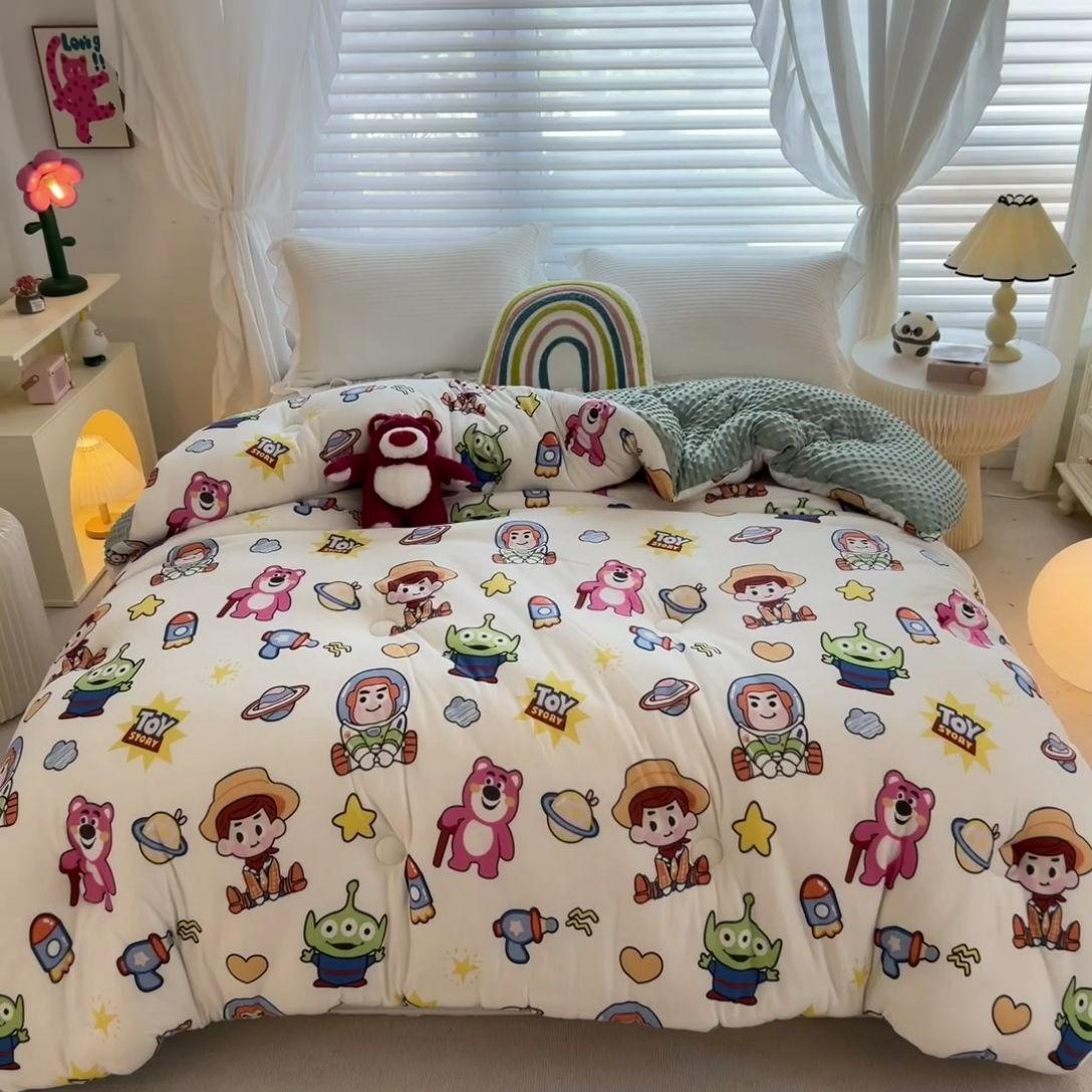 91家纺网 家纺一手货源 找家纺 米菲2023新款A类针织棉豆豆被冬被春秋被被芯被子 0欢乐总动员