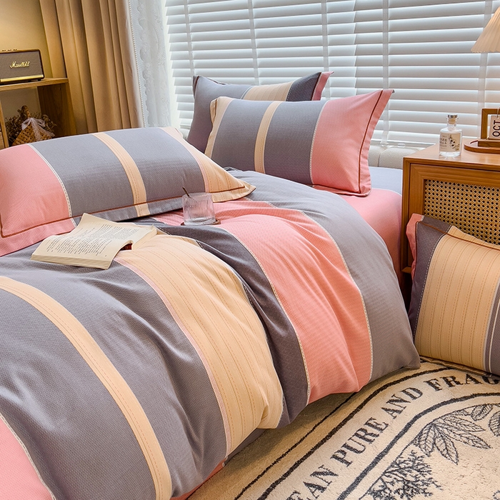 91家纺网 家纺一手货源 找家纺 芃成家纺 2023新款磨毛四件套 梦幻空间-粉