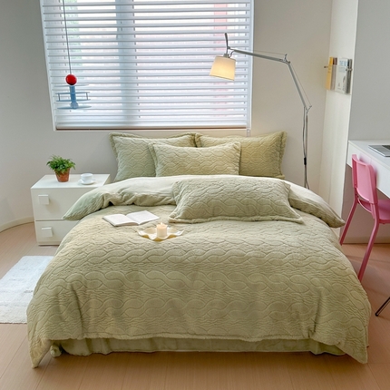 N先生 2024秋冬新款320克9斤重兔毛四件套-娜美系列 娜美-绿