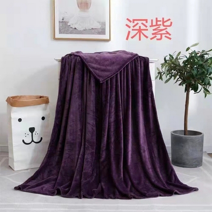  梦斋 2023新款法兰绒纯色毛毯珊瑚绒双面礼品毛毯200克 深紫