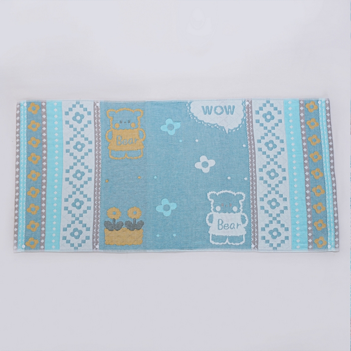 91家纺网 家纺一手货源 找家纺 朴尔-2023新款防滑半包按扣固定式全棉四层纱布枕巾-朴尔 两只小熊兰