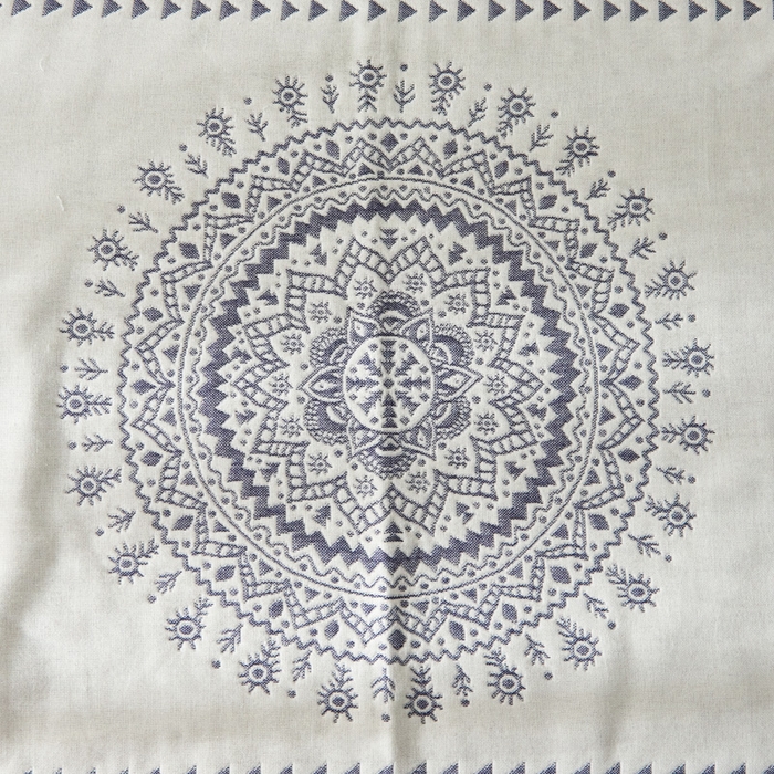 91家纺网 家纺一手货源 找家纺 朴尔-2023新款波西米亚风全棉四层纱布枕巾 52*78 太阳神蓝