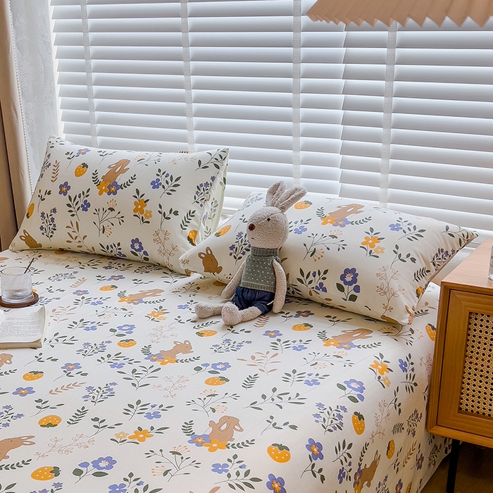 91家纺网 家纺一手货源 找家纺 芃成家纺 2023新款磨毛系列磨毛枕套 田园小兔