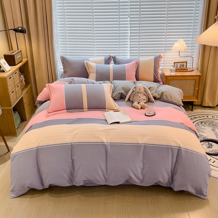 91家纺网 家纺一手货源 找家纺 芃成家纺 2023新品磨毛被套 梦幻空间-粉