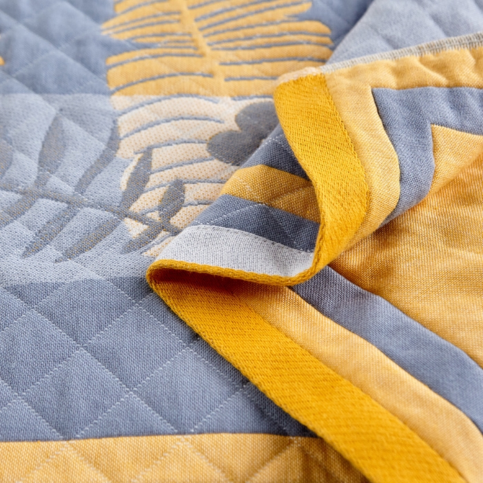 91家纺网 家纺一手货源 找家纺 朴尔-2023新款彩色糖果系列纯棉三层纱布枕巾-朴尔 美好的一天黄色