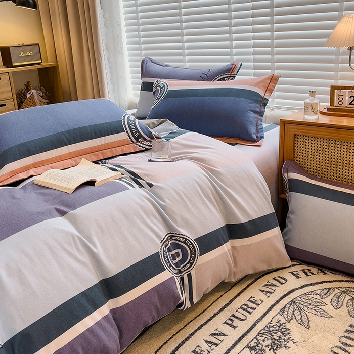 91家纺网 家纺一手货源 找家纺 芃成家纺 2023新款磨毛四件套 创意空间-蓝