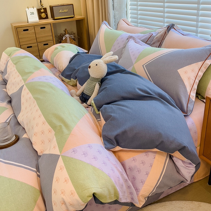 91家纺网 家纺一手货源 找家纺 芃成家纺 2023新款磨毛四件套 多维空间