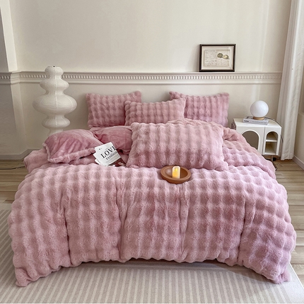 91家纺网 家纺一手货源 找家纺 （总）民新家纺 2024新款兔毛绒仿皮草四件套