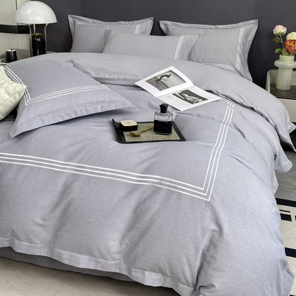 N先生 2023秋冬新款全棉加厚磨毛四件套-简爱系列 简爱-灰