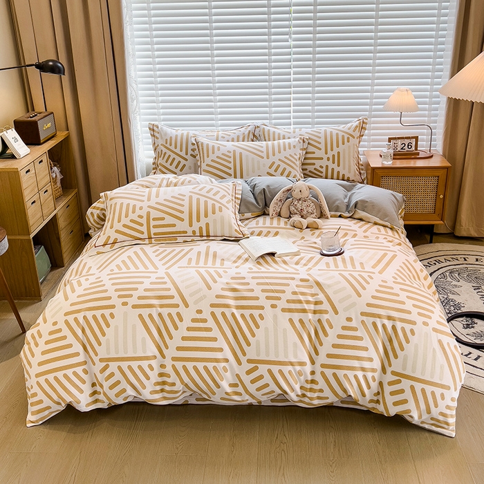 91家纺网 家纺一手货源 找家纺 芃成家纺 2023新款磨毛四件套 格调