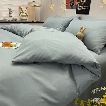 91家纺网 家纺一手货源 找家纺 赫然家纺 新款纯色磨毛系列-单被套淡蓝
