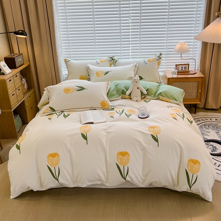 91家纺网 家纺一手货源 找家纺 芃成家纺 2023新品磨毛被套 郁金香