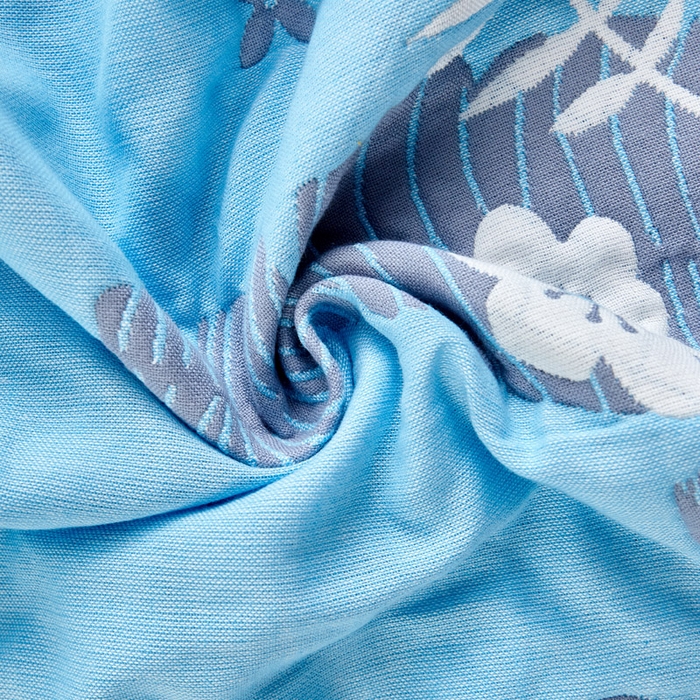 91家纺网 家纺一手货源 找家纺 朴尔-2023新款彩色糖果系列纯棉三层纱布枕巾-朴尔 美好的一天蓝