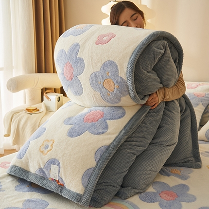 91家纺网 家纺一手货源 找家纺 21度C 2023新款雪花绒被套 彩虹灌花