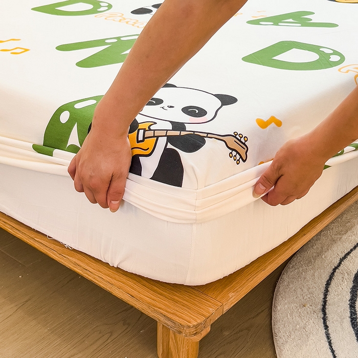 91家纺网 家纺一手货源 找家纺 芃成家纺 2023新款磨毛单床笠 艺术熊猫