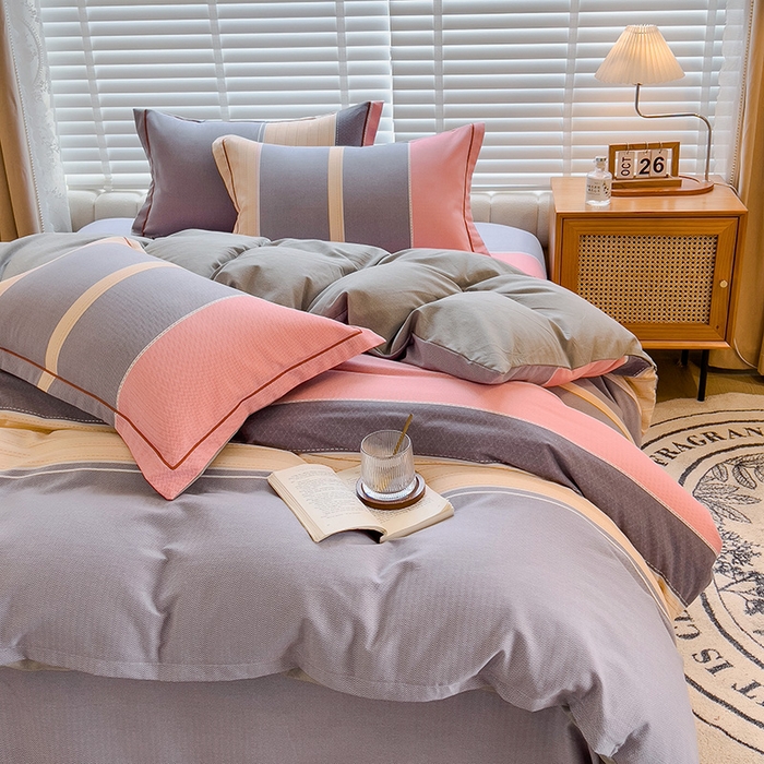 91家纺网 家纺一手货源 找家纺 芃成家纺 2023新款磨毛四件套 梦幻空间-粉