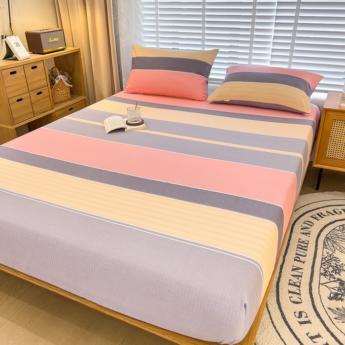 91家纺网 家纺一手货源 找家纺 芃成家纺 2023新款磨毛单床笠 梦幻空间-粉