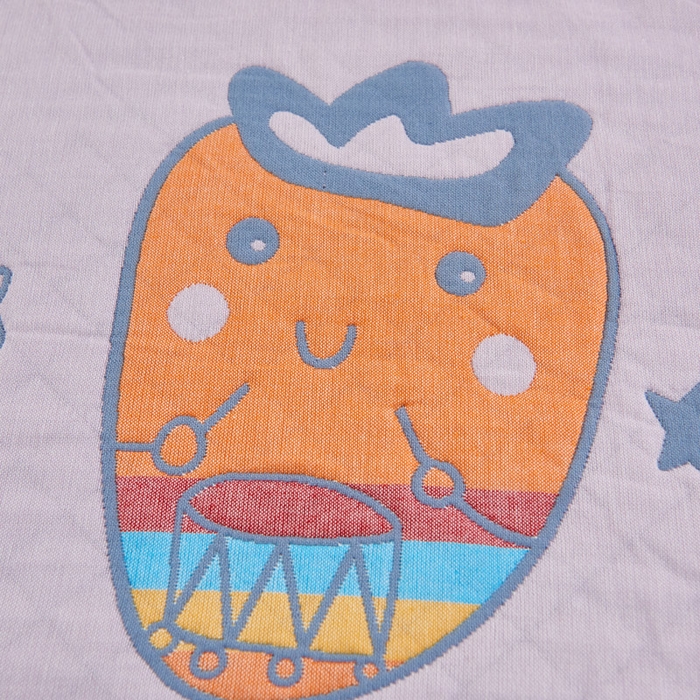 91家纺网 家纺一手货源 找家纺 朴尔-2023新款彩色糖果系列纯棉三层纱布枕巾-朴尔 调皮胡萝卜浅粉